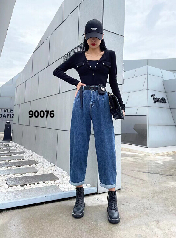 Original price 89.99! [okd] simple and versatile dad jeans (with belt) 90076-10\zxl