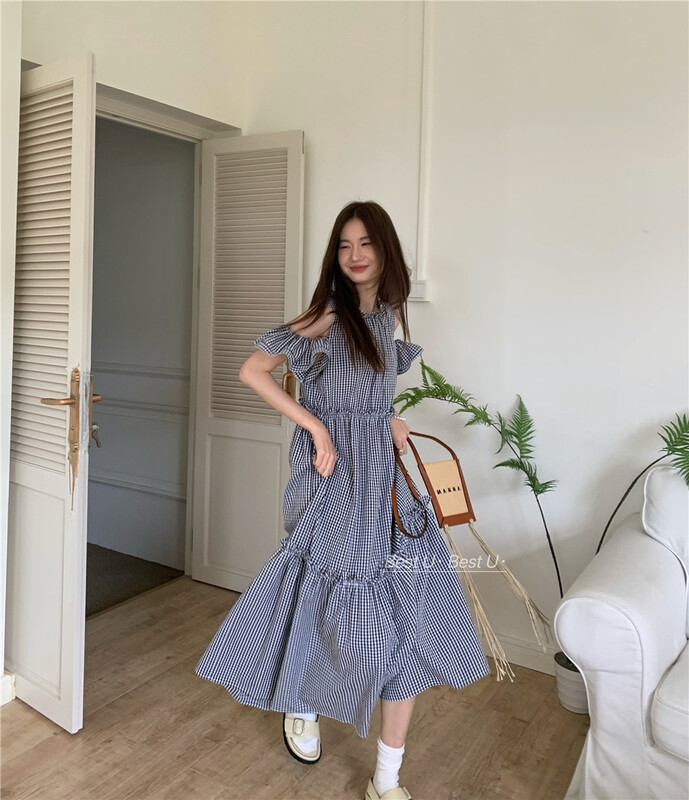 [best u] Plaid aging retro dress 56113\lsw