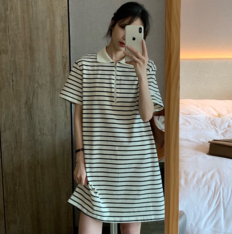 [f · P] striped loose fit dress 28070\hbx