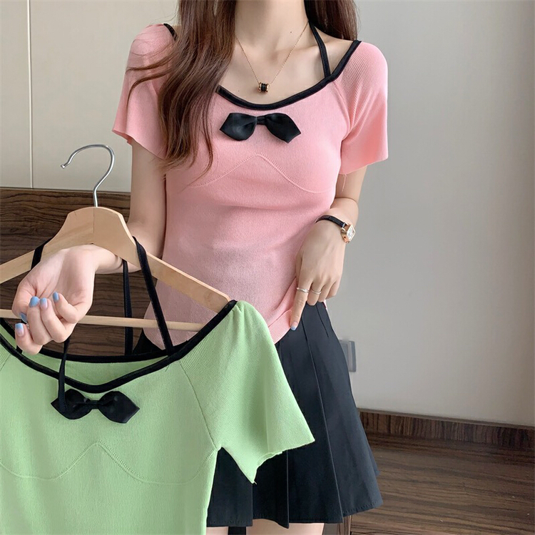 [f · P] port tail lace up round neck slim fitting arc hem sweater 11502\hbx