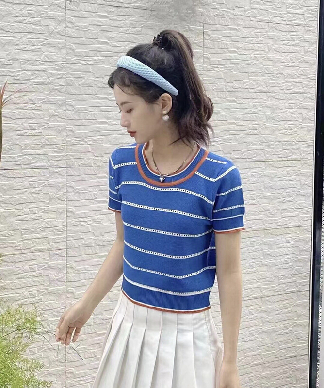 [f · P] new summer hollow stripe T-shirt 83127\hbx