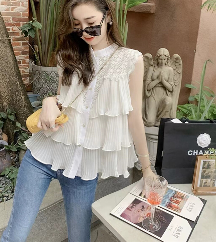 [Linna] small fresh sleeveless button up shirt 6926\jj