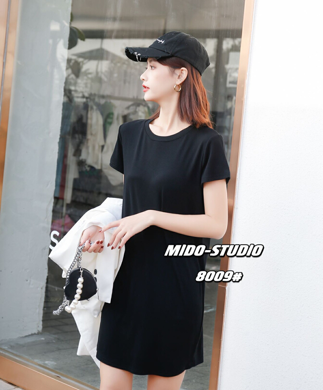 【 Mido 】 Korean thread round neck slim dress 8009-9\l