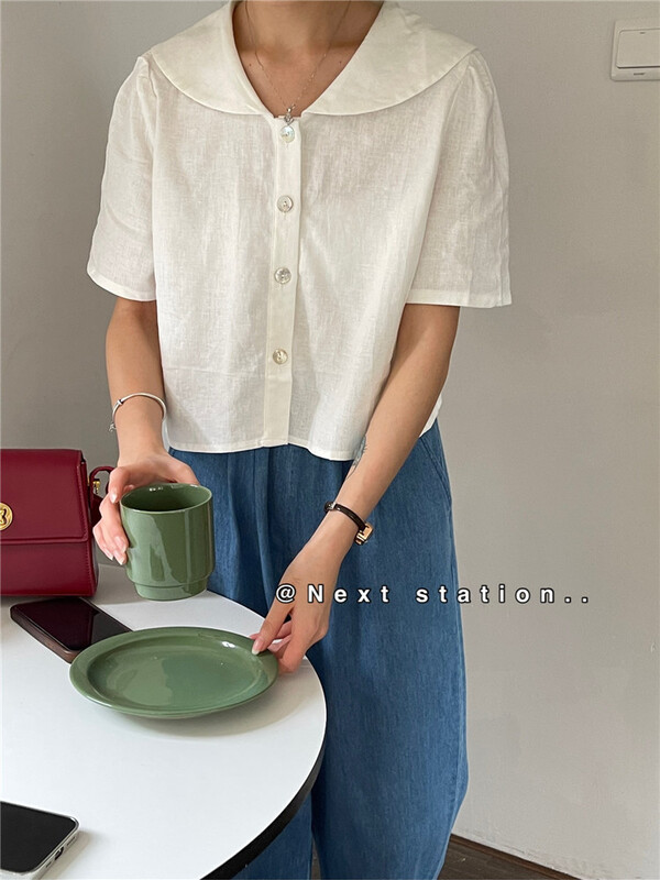 [next station] age reduced small fresh single breasted shirt 22288\zjy