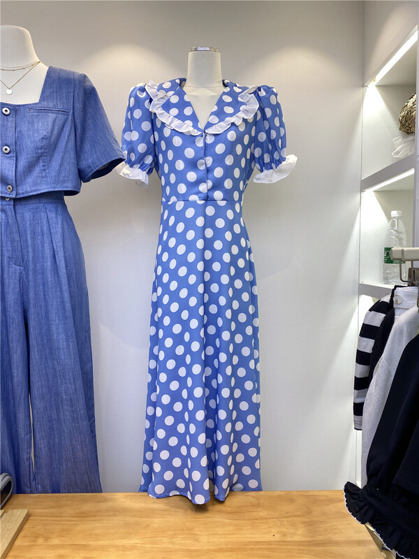 [31 fashion] Korean large dot print dress 3713\hjy