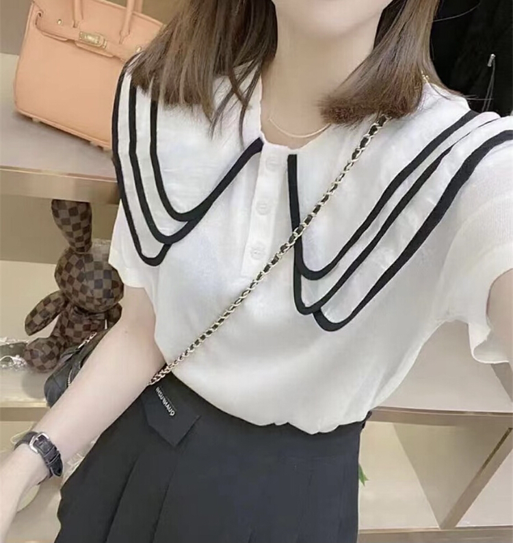 [Weika] fashion striped baby collar T-shirt 8269ka\lsl