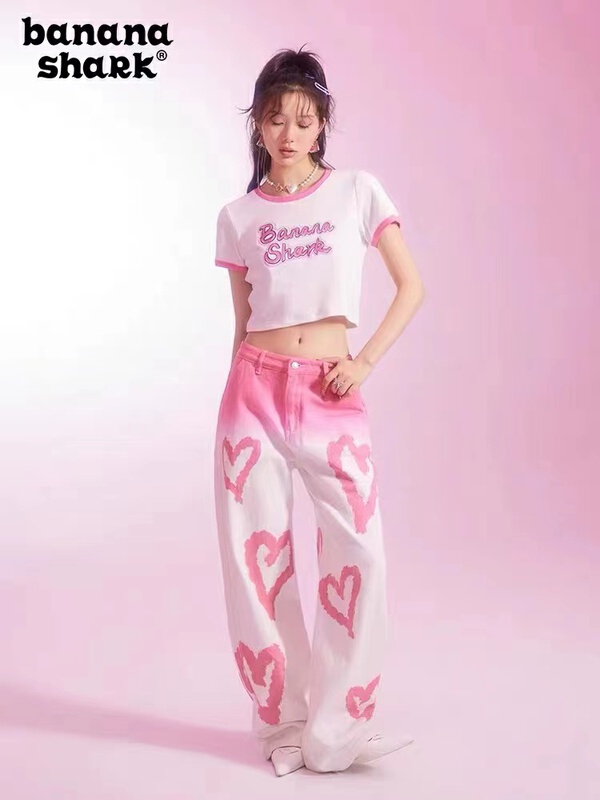 [o not 1] sweet cool love pattern gradient loose fitting jeans w993\lsw