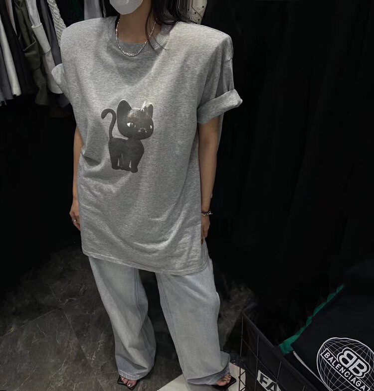 [buyer Yan Xuan - God of wealth] Korean loose kitten short sleeve T-shirt 0021\cl