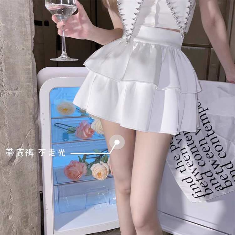 [Linna] Korean pure color high waist skirt pants 90128\jj