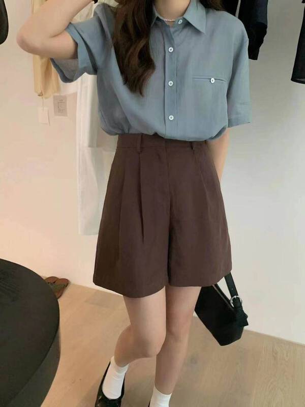 [wanna] simple and versatile single breasted shirt 89195\zxl