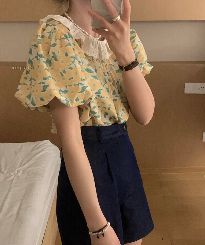 [seek peach] color blocking comfortable Korean shirt ys1-5317\ll