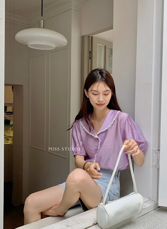 [miss miss home] Korean lace sweet shirt y8850\zjy