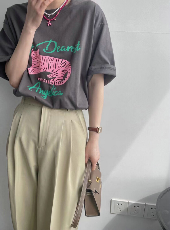 Original price 55.67! New year in early spring! [Naikan Nik] letter print versatile short sleeve T-shirt 9321\gyj