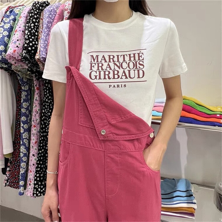 [as eschamp] letter printed Pullover short sleeve T-shirt 259-1\wtt