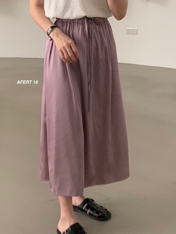[after 18] Korean pure color elastic waist skirt 736\zjy