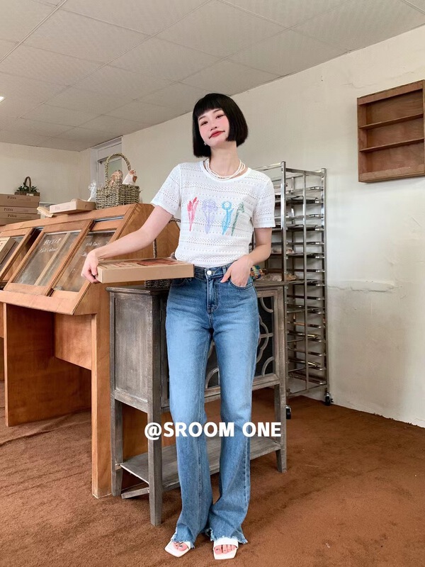 [s.room] round neck Korean simple T-shirt (excluding necklace) 7216\lsl