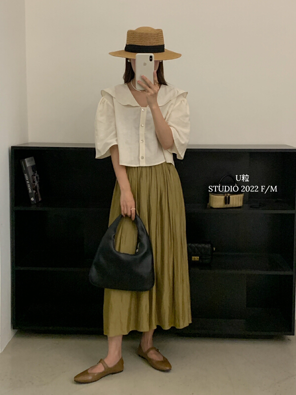 [U grain] doll collar age reducing versatile shirt 6207\hbx