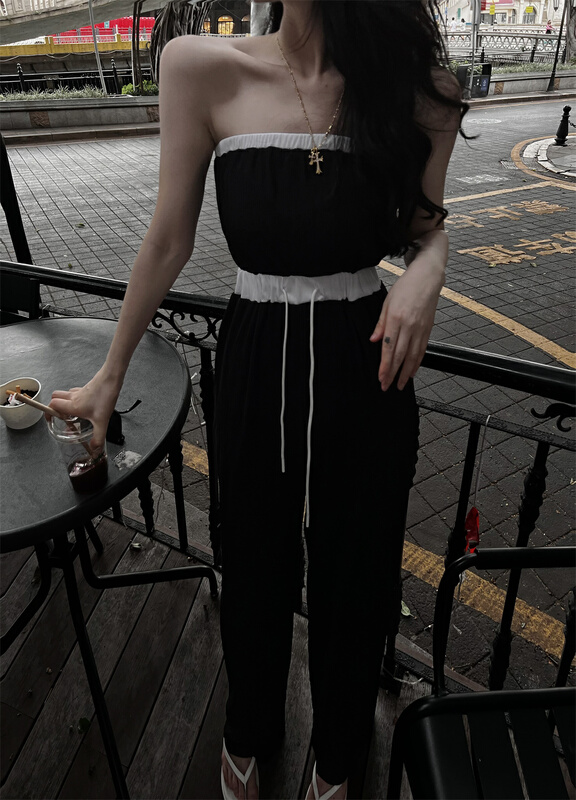 [web sensing] fashion loose tie Jumpsuit a1013\ozq