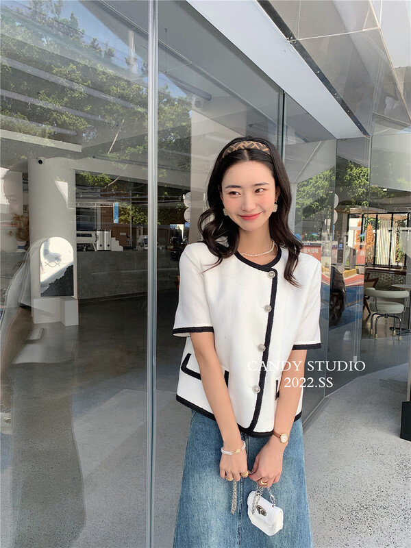 [candy] xiaoxiangfeng button color matching jacket (with bag) 7192\zjy