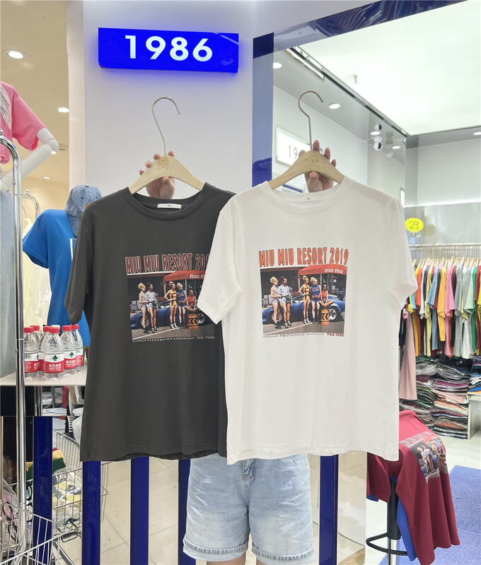 [1986] portrait letter printed short sleeve T-shirt f2007\lsl
