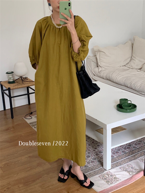 [double seven] fashion solid color simple dress 28908\zxx