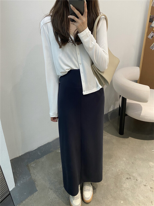 [modern 197] high waist simple slim skirt 61110\lsl