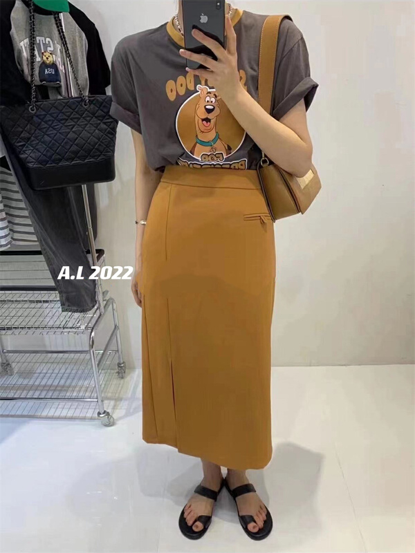 [al] simple cartoon printed short sleeve T-shirt + Fashion skirt set 6378\wpl