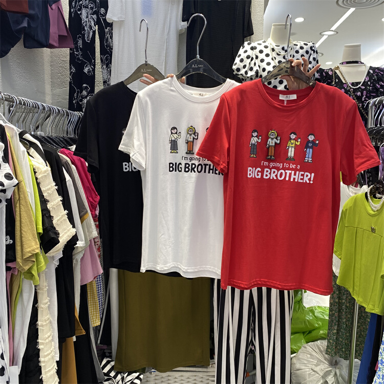 [al] simple casual cartoon printed short sleeve T-shirt 3785\wpl