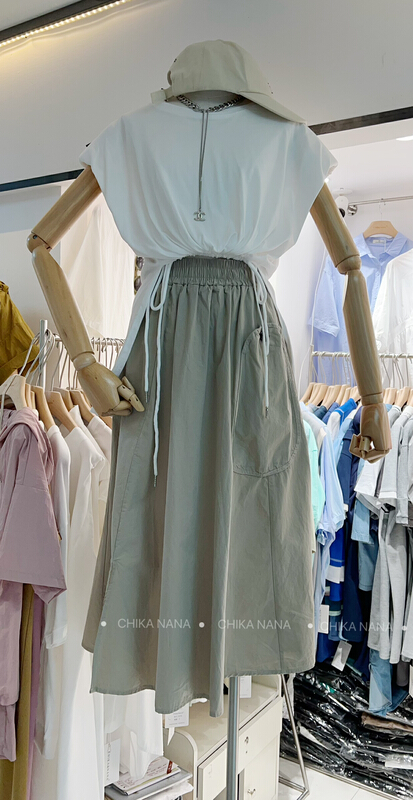 [chika.nana] niche pocket design high waist skirt 2261\jj