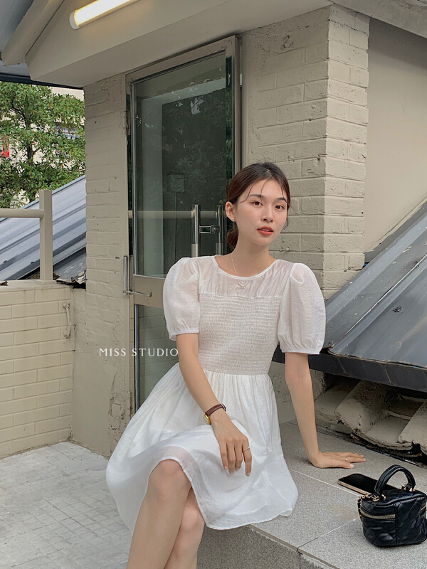 [miss miss home] Korean style chest fold temperament sweet dress y8858\zjy