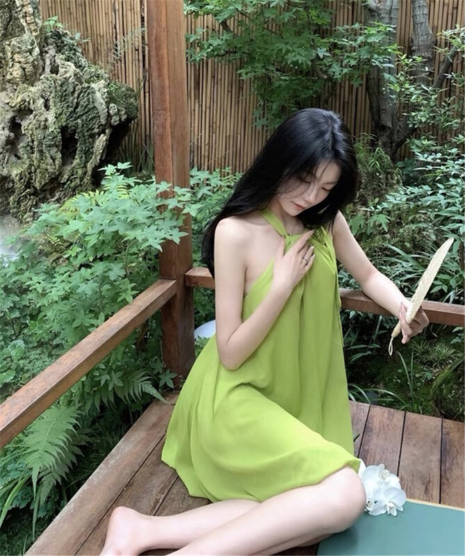 [Linna] fresh and simple round neck sleeveless dress 124683\jj