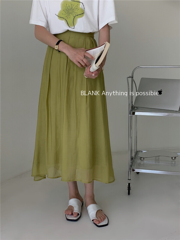 [blank] simple high waist versatile A-line skirt 532610\wpl