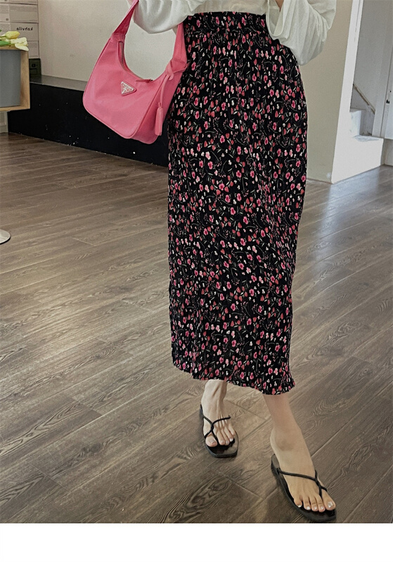 [thousands of fashion products] small floral skirt with split hem 866\hjy
