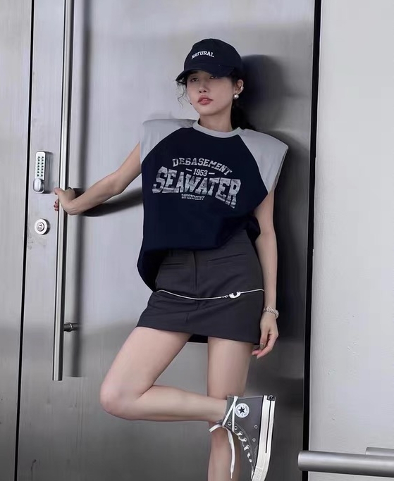 [wht] high waist solid color versatile skirt 5119\wtt