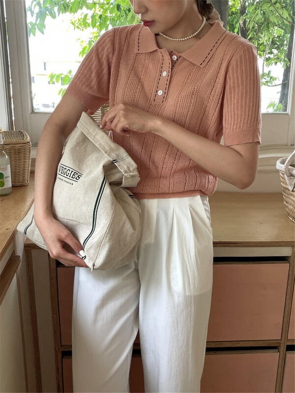 [acme ground] commuting simple knit polo shirt 1593\cls
