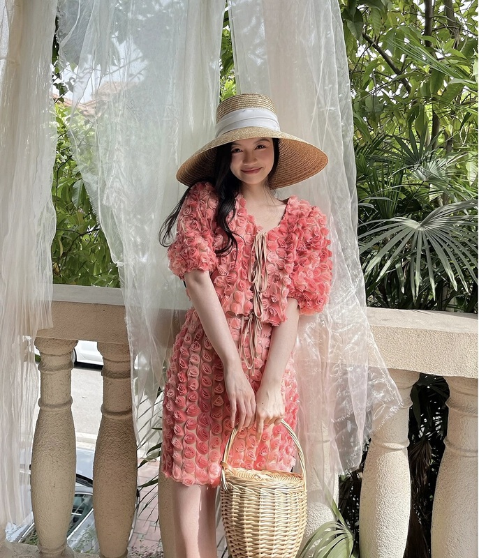 [AC] peach three-dimensional gradient rose plate shirt 6976\jj