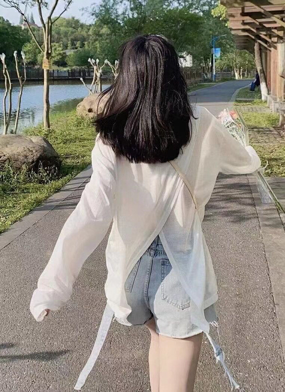 [Mido] design sense fashion loose sunscreen shirt 6011-1\l