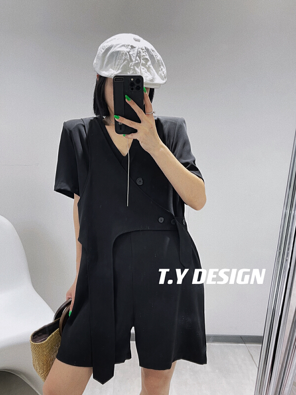 Original price 135.23! [T.Y tangyuanjia] temperament design fake two-piece suit Jumpsuit 2101\ozq