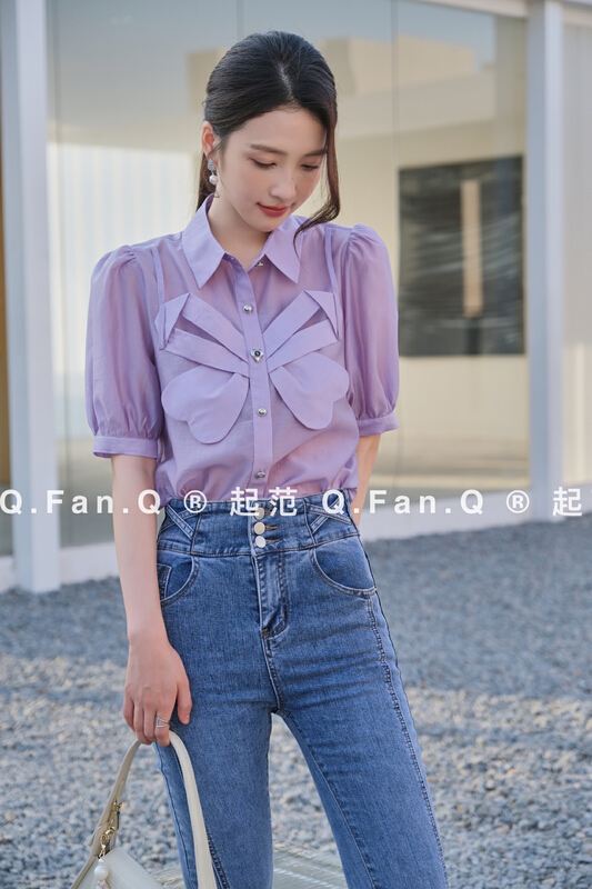 [Qifan] Tiansi fabric featured Butterfly shirt 80011\jj