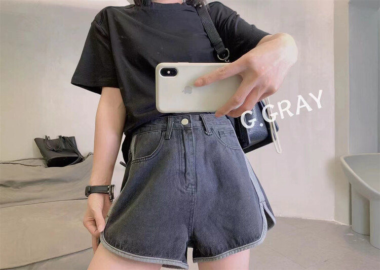 [g.gray] solid color simple and versatile short sleeve T-shirt 1203\l