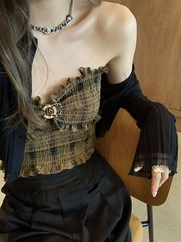 [x · h studio] hot girl pleated design bra shirt 08075\ozq
