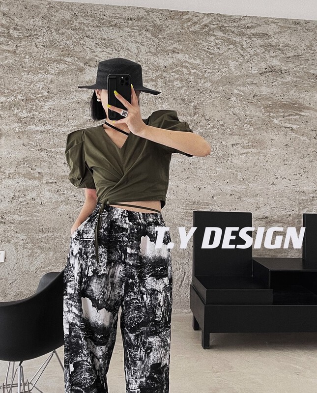 [T.Y tangyuanjia] Korean design bandage shirt 2076\ozq