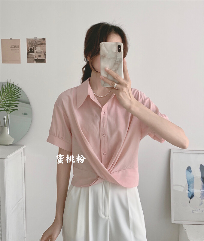 [Lina] Korean versatile short clean shirt 9035\zxx