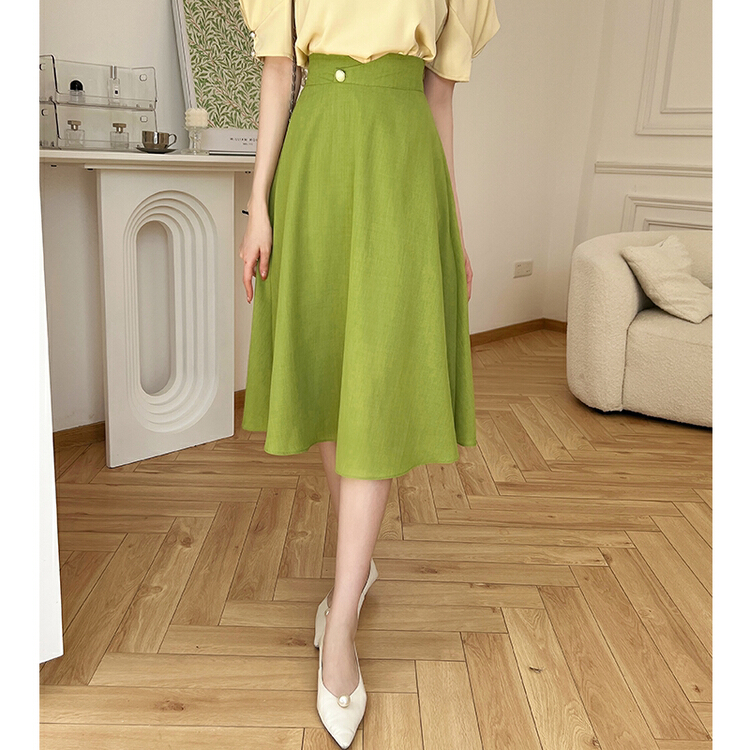 [Hanna Hanna] Retro High Waist thin covered skirt m3200\jhy