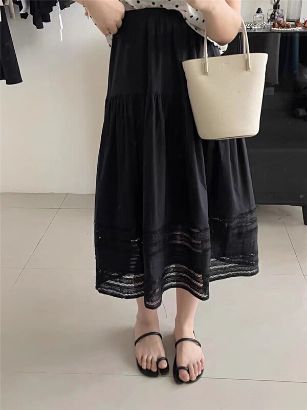 [gogoing] lace stitched hollow out versatile skirt 9598\hyy