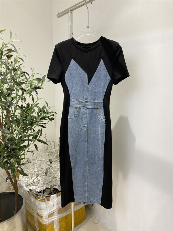 [Tan] stitching fashion dress d2882\zxl