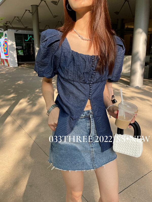 [033three] denim fashion split shirt 8189\lsl