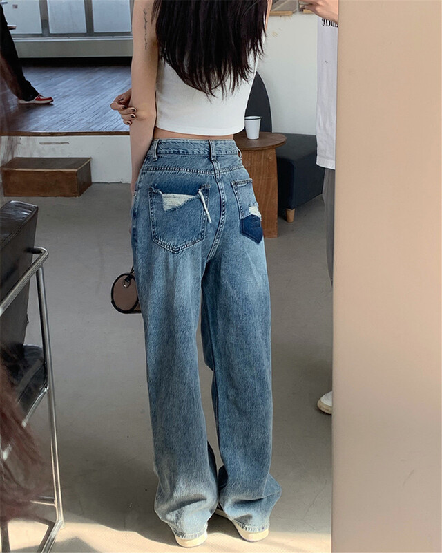 [3 +] back pocket contrast straight jeans ys1-2068\ozq
