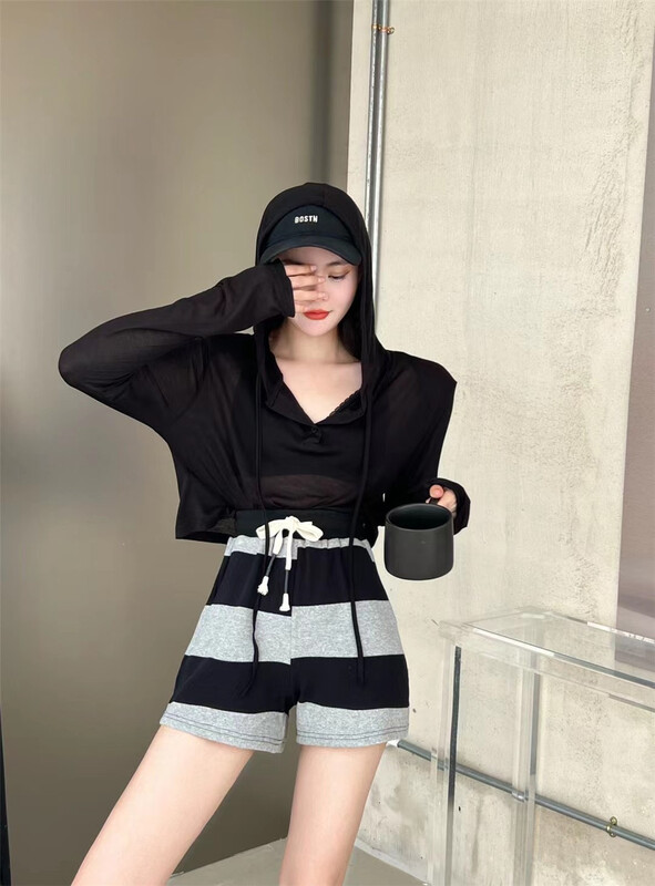 [E.S] loose comfortable striped casual shorts 2231\lsw
