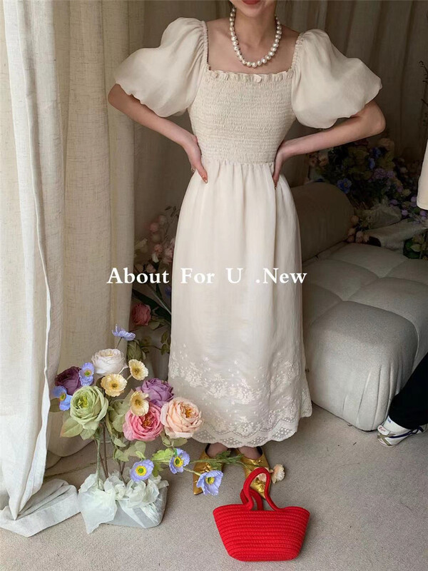 [about for u] French bubble sleeve pull dress 66215\zxx